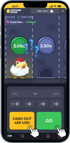 Choosing between cash out or continue during Chicken Road round