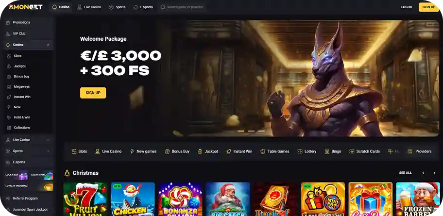 AmonBet Casino desktop version screenshot