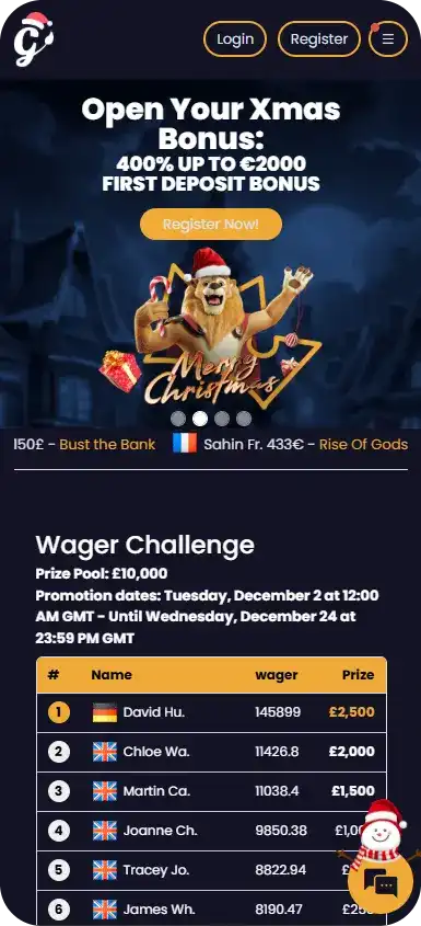 Golden Lion Casino mobile version screenshot