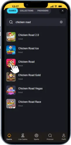 Searching for Chicken Road game in casino lobby